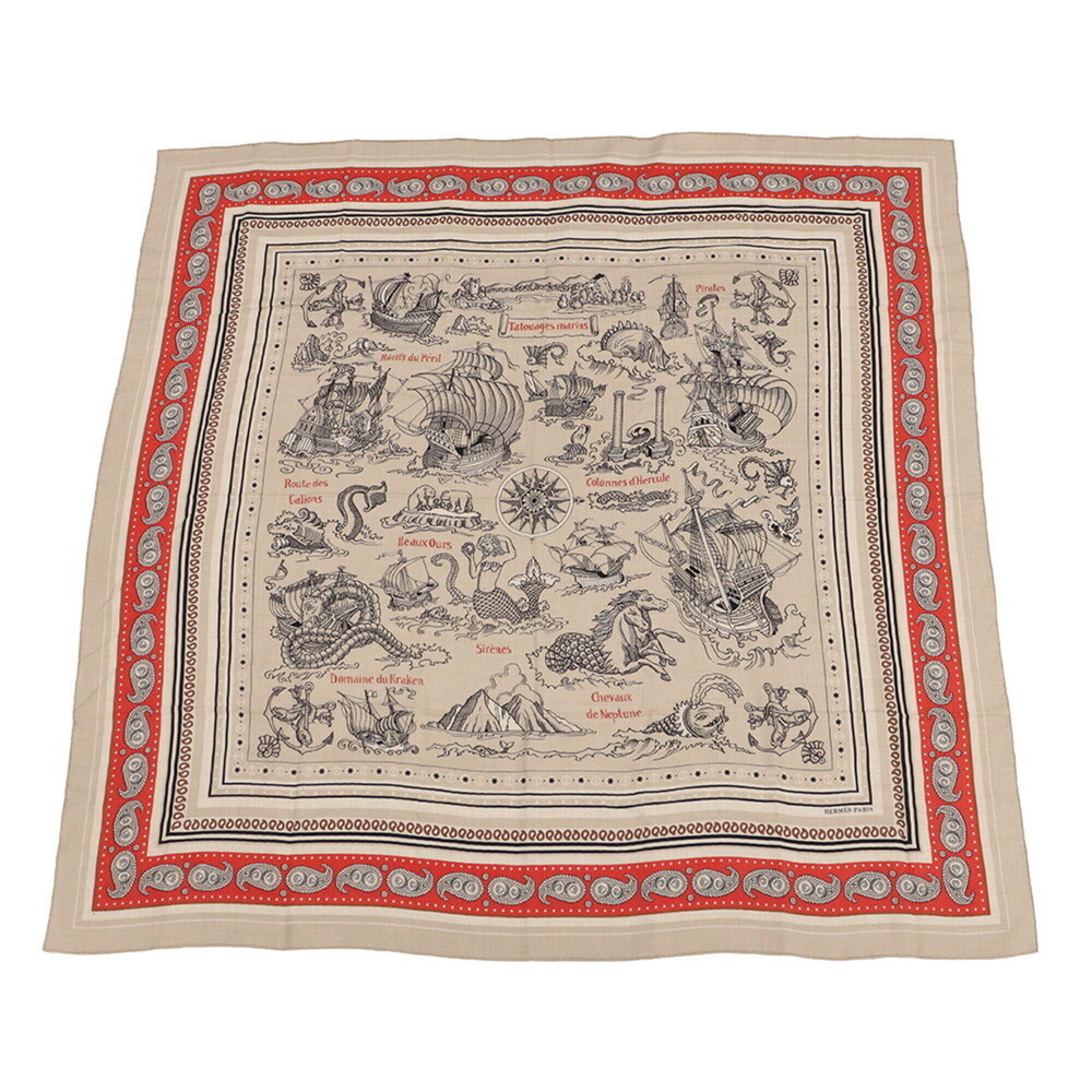 Hermes Stole Carre 140 Geant Sailor's Tattoo Bandana TATOUAGES MARINS BANDANA...